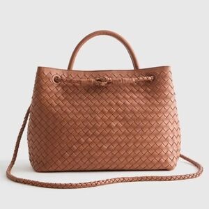 Quince Italian Leather Handwoven Purse - Woven Tote Shoulder Bag Handbag Brown